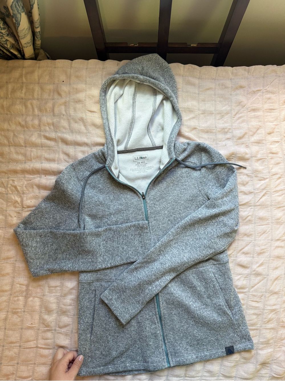 L.L. Bean Light Gray Hooded Zip-Front Utility Jacket